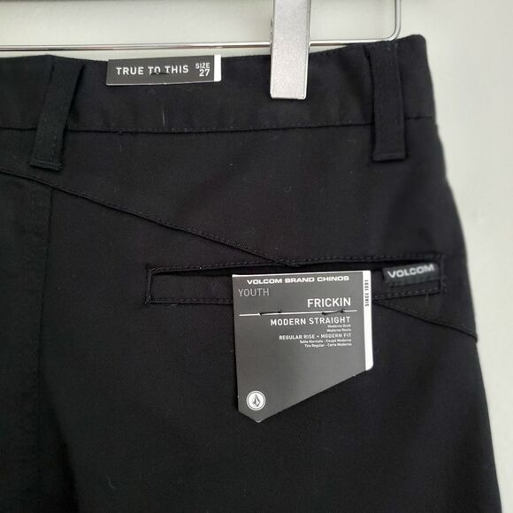 Volcom brand chinos frickin modern straight black youth size 27 - Picture 5 of 12